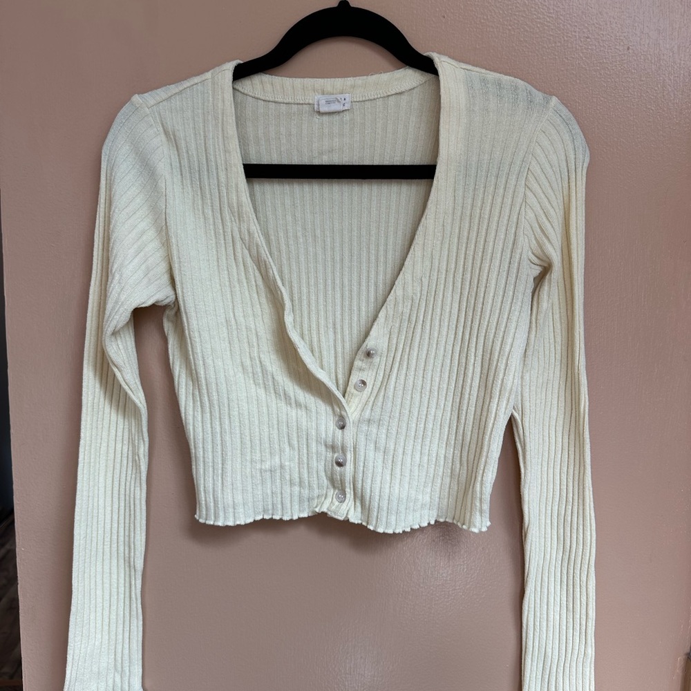 Billabong icy yellow Ribbed Button-Up Cardigan
